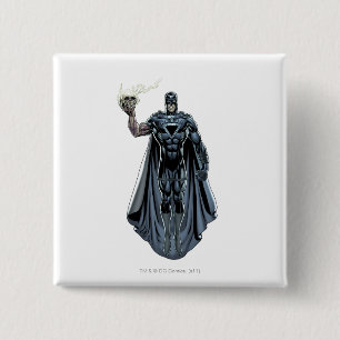 Zwarte hand met schedel 2 vierkante button 5,1 cm