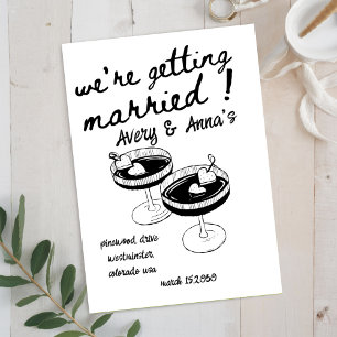 Zwarte Hand Teken Wedding Whimsical Kaart