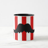 Zwarte Handlebar Mustache met Barber Shop Pole Mok (Midden)