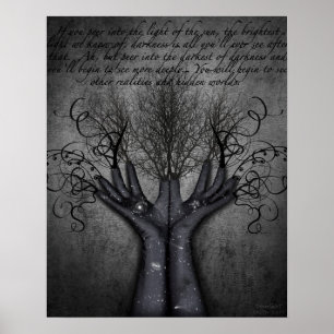 Zwarte handschoenen Galaxies Reaching Hand Vases D Poster