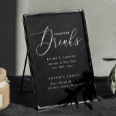 Zwarte handtekening Drink trouwteken. Bride & Groo Poster