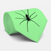 Zwarte Hangende Spin op Bleke Groene Kleur Stropdas (Opgerold)