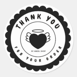 Zwarte hart engel vleugels cirkel aanpassen ronde sticker