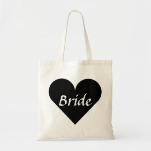 Zwarte hartbride tote bag