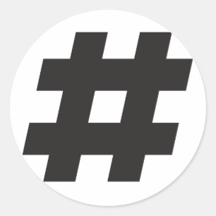 # - zwarte hashtag of nummerteken ronde sticker