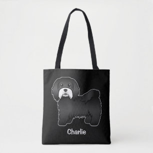 Zwarte Havanese Met Witte Snor En Aangepaste Tekst Draagtas