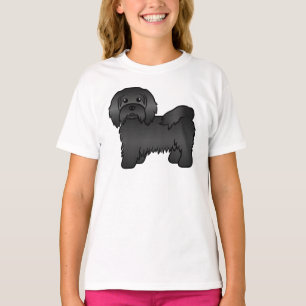 Zwarte Havanese Mooie Cartoon Hond Illustratie T-shirt