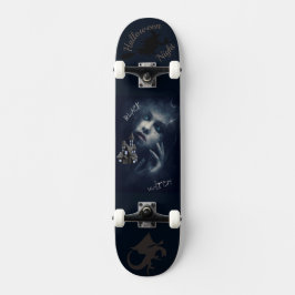 Zwarte heks Halloween Night Hauning Foto Skateboard