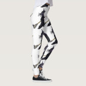 Zwarte heks op bezemsteel witte Halloween Leggings (Rechts)