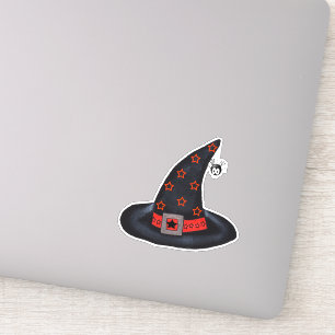 Zwarte heks Pet zilver Snop Oranje spin Sticker