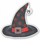 Zwarte heks Pet zilver Snop Oranje spin Sticker (Voorkant)