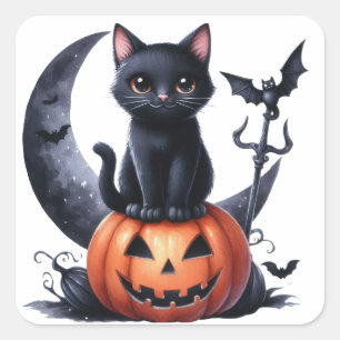 Zwarte heksen kat halloween Stickers