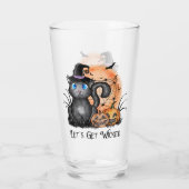 Zwarte heksenkat met Spider Web & Jack-O'-Lanterns Glas (Achterkant)