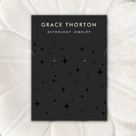 Zwarte hemelrietsterren, oorbel en Ketting busine Visitekaartje