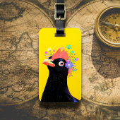 Zwarte Hen met Bloemen Bagagelabel