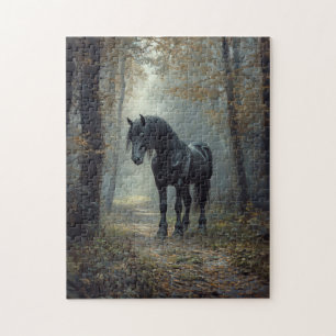 Zwarte hengst in het Bos Legpuzzel