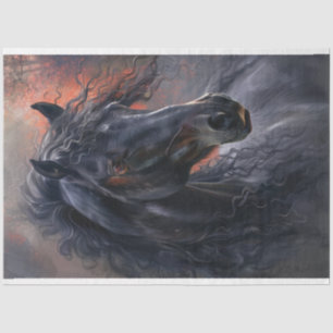 Zwarte hengst Mystic Paard Decoupage Tissuepapier