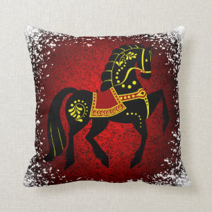 Zwarte hengst van de Friesian Folk/zwarte schoonhe Kussen