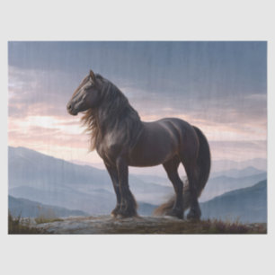 Zwarte hengst Wilde paard Bergtop Decoupage Tissuepapier