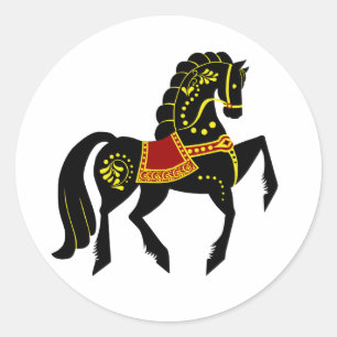 zwarte hengst/zwarte schoonheid van de Friesian Fo Ronde Sticker