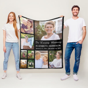 Zwarte Herdenkingscollage 'Ter liefdevolle herinne Fleece Deken