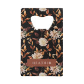 Zwarte Herfst Floral Kredietkaart Flessenopener (Voorkant)