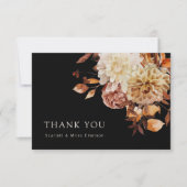 Zwarte Herfst Terracotta Waterverf Floral Wedding Bedankkaart (Voorkant)
