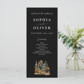 Zwarte herfst Waterverf bos bruiloft programma (Staand voorkant)