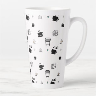 Zwarte hete koffiebeker latte afhaal Illustraties Mok