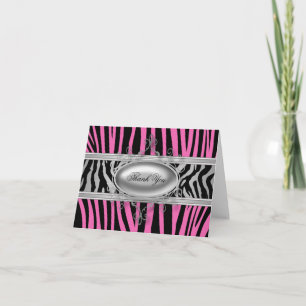 Zwarte hete Roze Zebra Dank U Kaarten