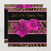 Zwarte Hete Roze Zebra Vrouw 50ste Verjaardagsfees Kaart (Voorkant / Achterkant)