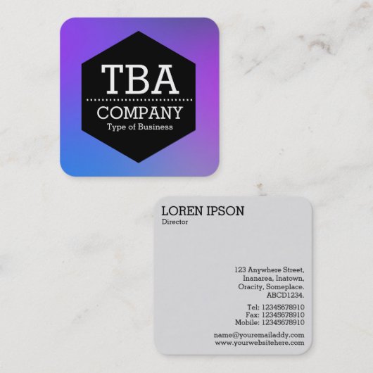 Zwarte hexagon - Zachte gradiënt Vierkante Visitekaartje (Voorkant / Achterkant)