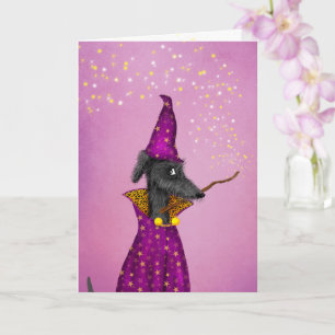 Zwarte hezdende hond Halloween kaart