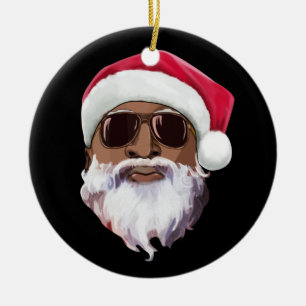 Zwarte hiphop Santa Claus novelty African American Keramisch Ornament