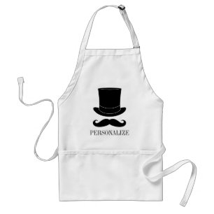 Zwarte hoed en snor BBQ schort voor mannen