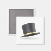 Zwarte hoed met gouden lint magneet (Voorkant / Achterkant)