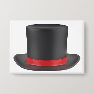 Zwarte hoed met rood lint button