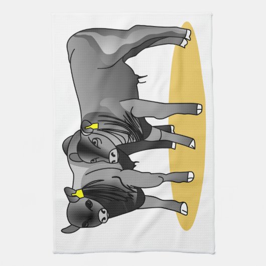 Zwarte hoekkalveren theedoek (Verticaal)