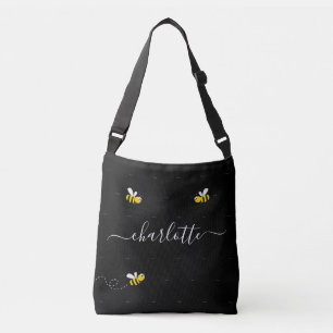 Zwarte hommels, humor-monogram crossbody tas