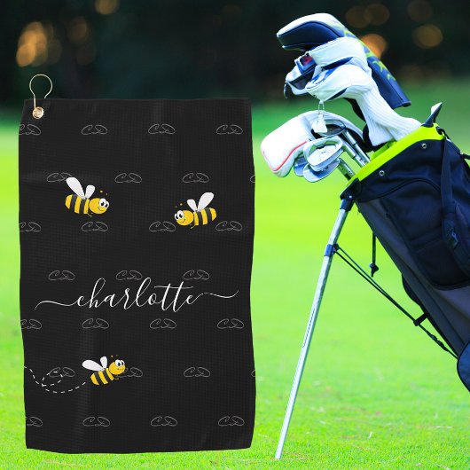 Zwarte hommels, humor-monogram golfhanddoek
