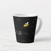 Zwarte hommels, humor-monogram latte mok (Rechterhoek)