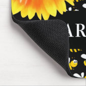 Zwarte hommels - Zonnebloem Muismat (Hoek)