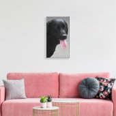 Zwarte hond canvas afdruk (Insitu (Woonkamer))