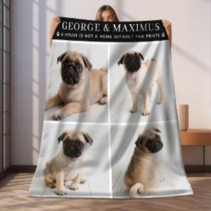 Zwarte Hond Foto Pootsafdrukken Citaat Dekbed Fleece Deken