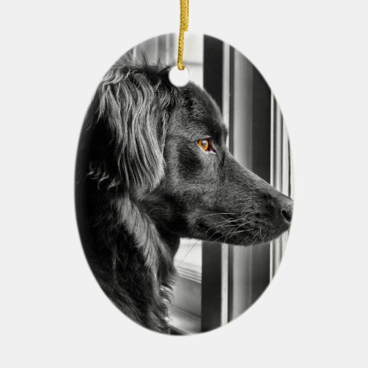 Zwarte hond keramisch ornament (Voorkant)