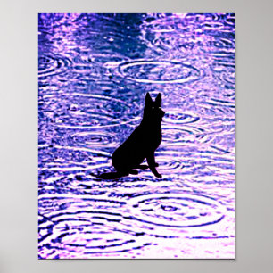 Zwarte hond met doorboeide ogen poster