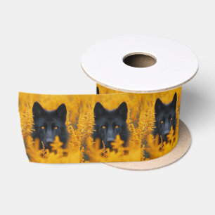 Zwarte hond met prachtige gouden ogen lint