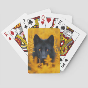 Zwarte hond met prachtige gouden ogen pokerkaarten