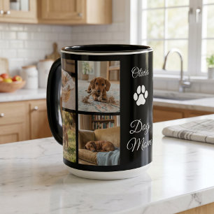 Zwarte Hond Moeder Pootafdruk 8 Foto's Aangepast Mok