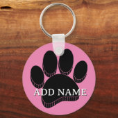 Zwarte Hond Pawprint Hand Getrokken Aangepaste Naa Sleutelhanger (Achterkant)